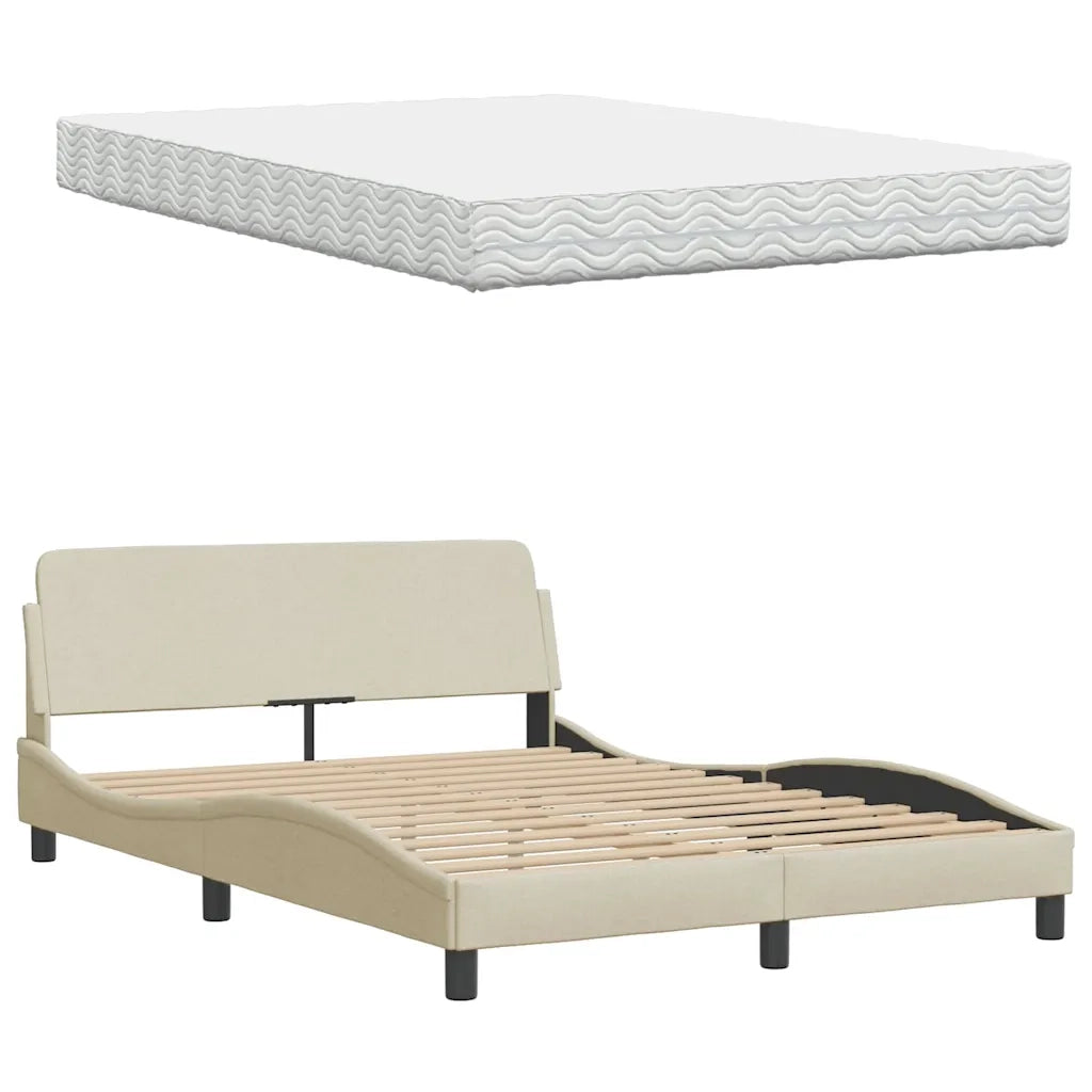 Letto con Materasso Crema 120x200 cm in Tessuto 3310732