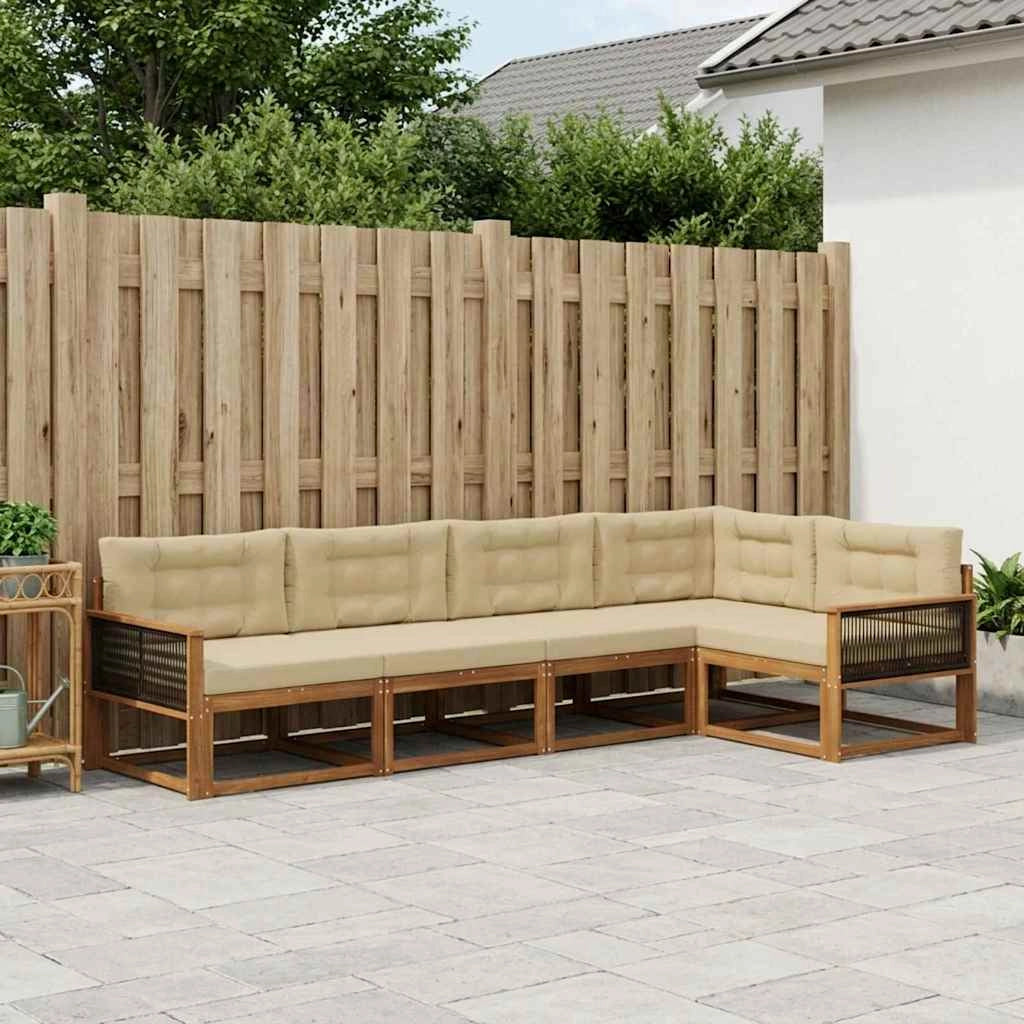 Set di divani da esterno 5 pz Naturale e Beige 3382566