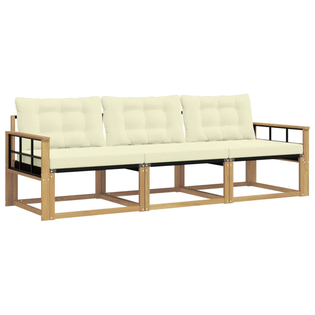 Set di divani da esterno con cuscino 3 pcs Bianco e Crema 3388376