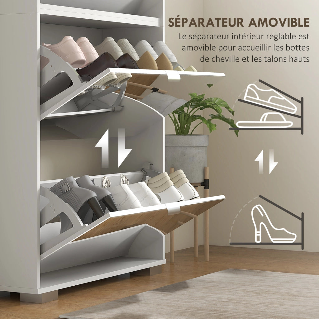 Scarpiera con Specchio 4 Ante ¨C zephmum ¨C Bianco 76x26x168 cm