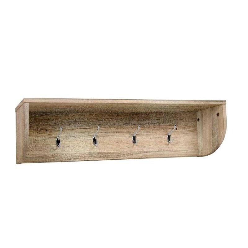 MENSOLA APPENDINO CON 4 GANCI 80X19X20 CM IN COLORE ROVERE
