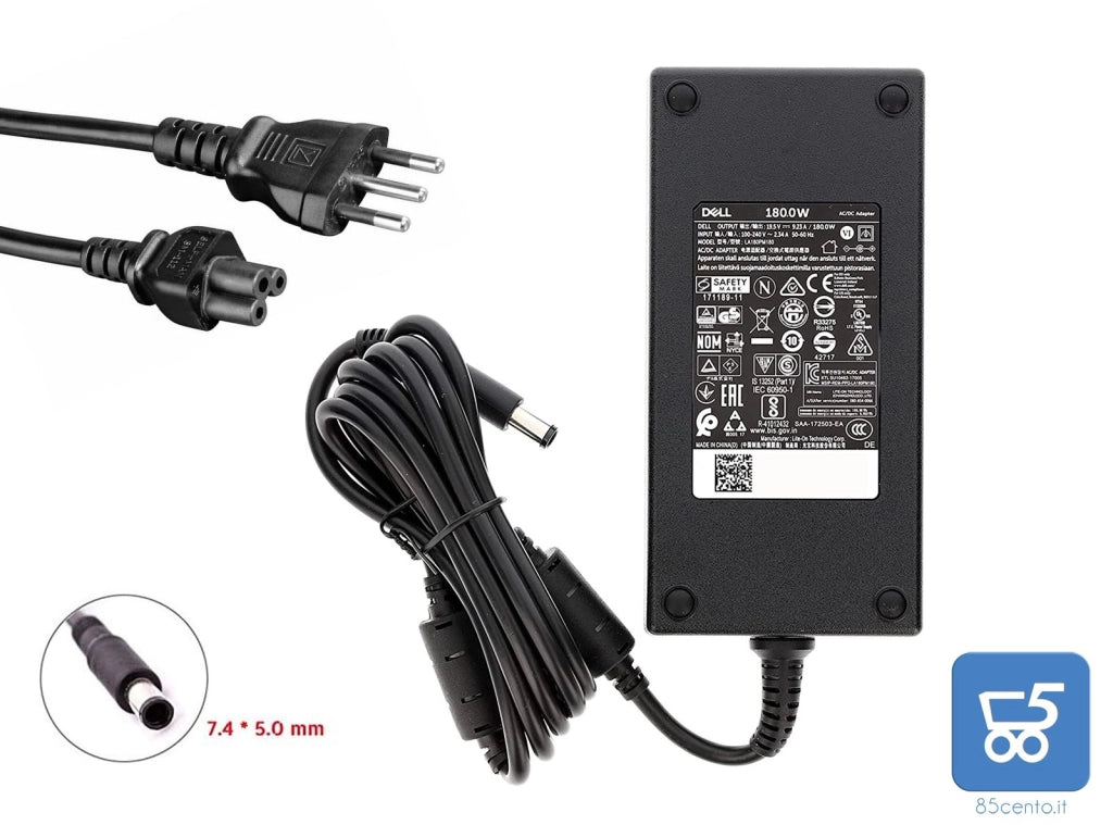 Alimentatore Originale Dell 180W 9.23A per Alienware Precision Inpiron Vostro con cavo alimentazione presa italiana EX DEMO