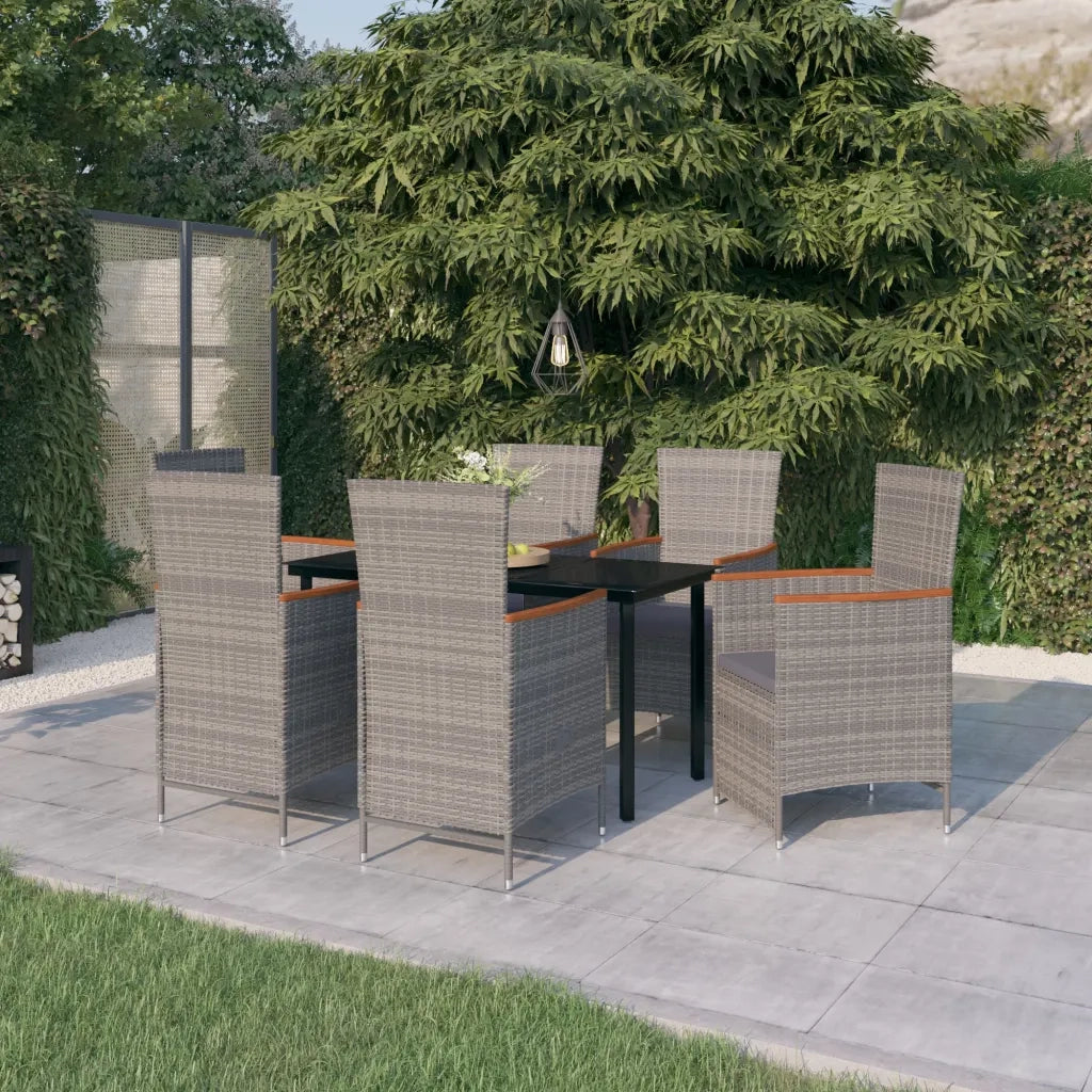 Set Mobili da Pranzo per Giardino 7 pz con Cuscini Grigio cod mxl 42158