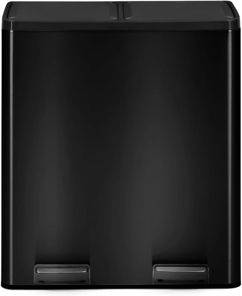 Bidone da cucina a selezione selettiva 2 x 30L nero 2 secchi estraibili e pedali in metallo