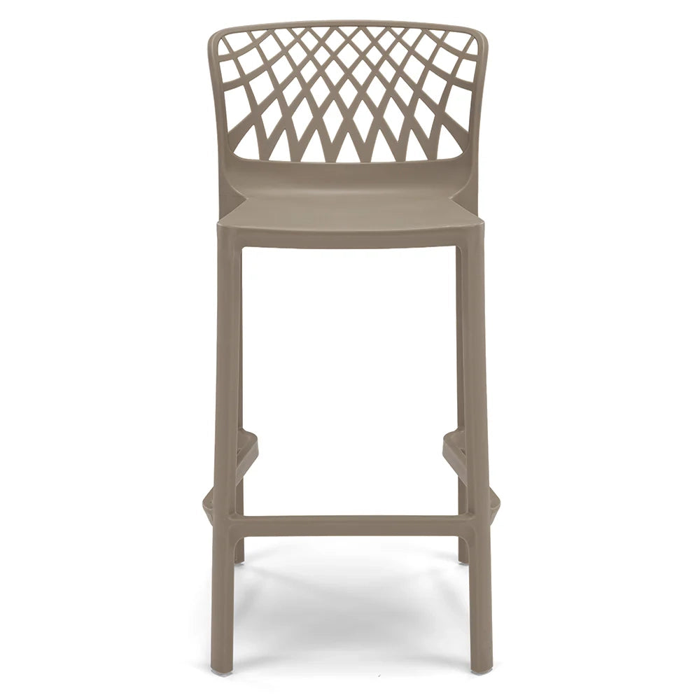 Set 4 Sgabelli Tortora in polipropilene ARKO con poggiapiedi H65, MADE IN ITALY, resistente ai raggi UV, design moderno, ideale per sala da pranzo, cucina, bar, ristoranti o giardino