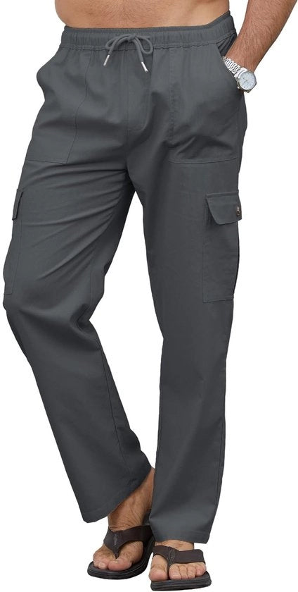 Cargobroek per uomo - Abito leggero per estate - Cintura regolabile - Tasche laterali - Respirante - Materiale duraturo