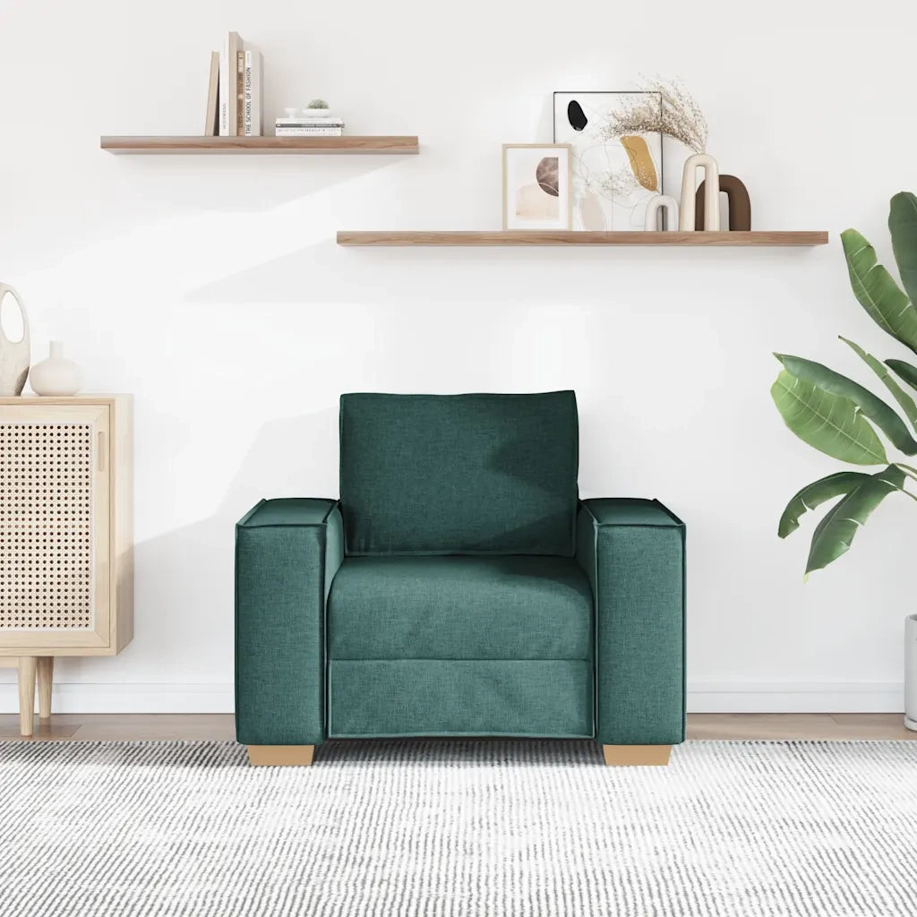 Poltrona Divano-Divano Sedia Verde Scuro 100x78x84 cm Tessuto
