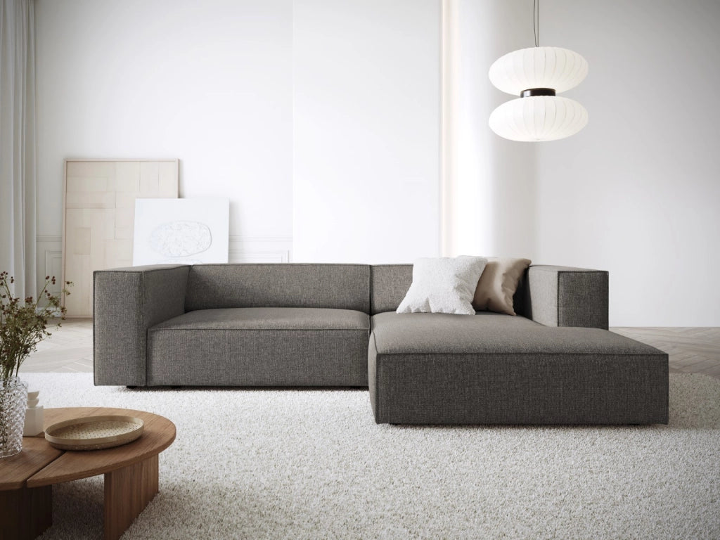 Cosmopolitan Design - Divano angolare destro "Arendal" 3 posti in ciniglia grigio 