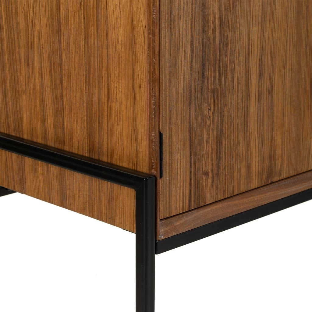 Credenza in legno e metallo marrone 110x40x99h cm