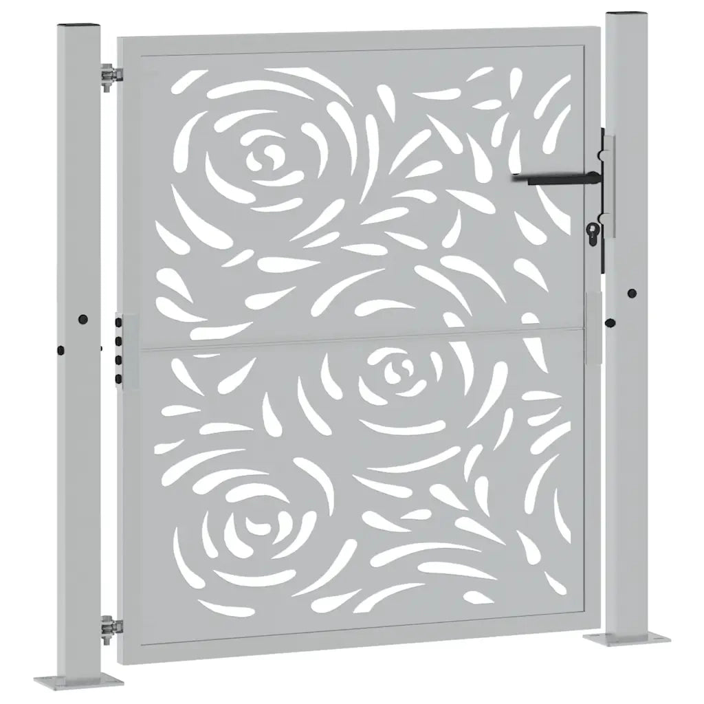 Cancello da giardino 100x100 cm in acciaio corten con design a fiamma 4100994