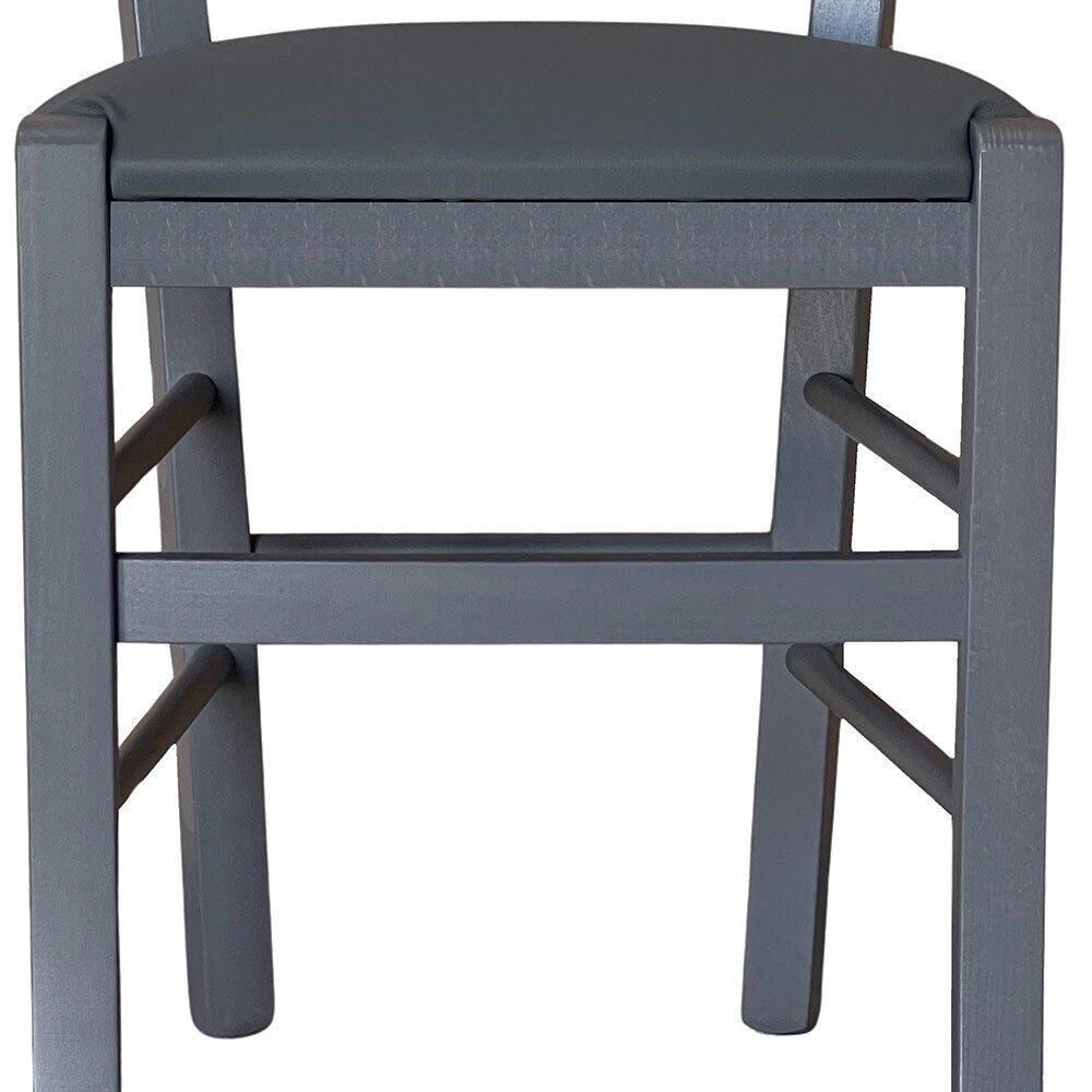 Sedie sala da pranzo Venezia in legno grigio con seduta similpelle antracite