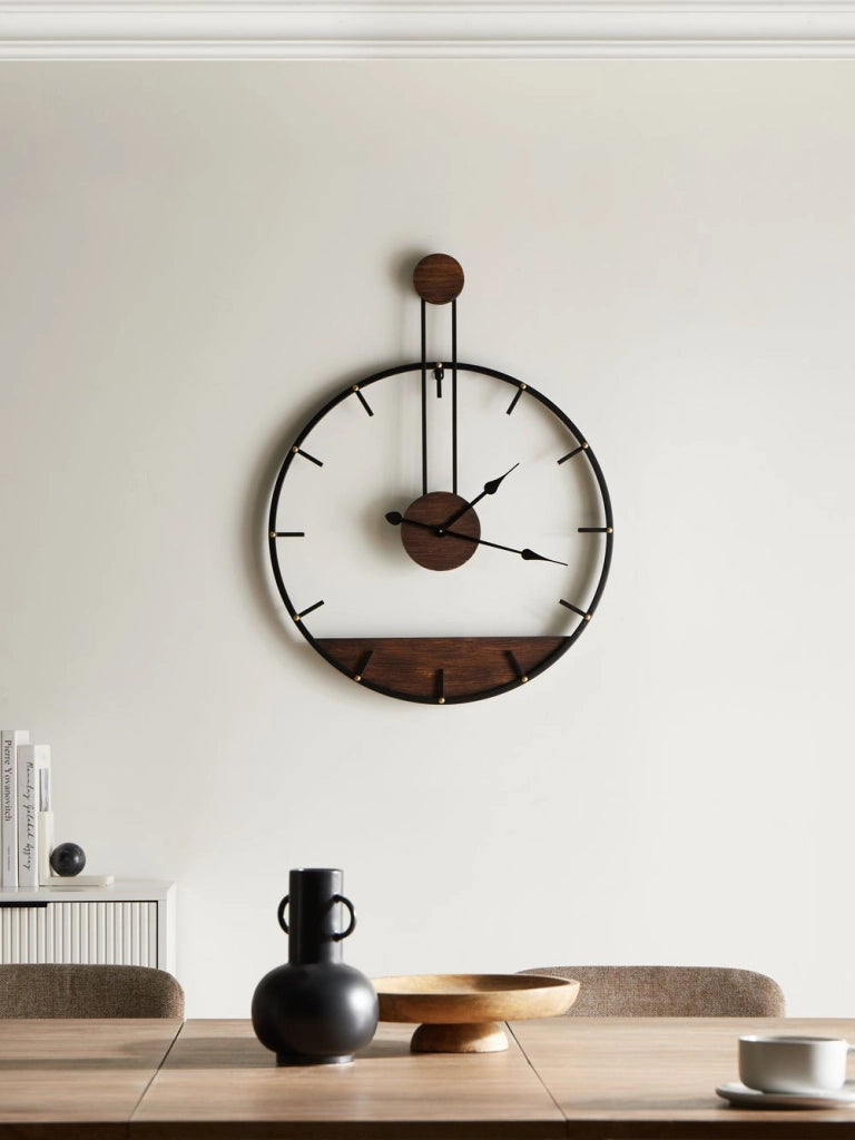 Orologio da parete moderno in stile industriale scandinavo con cornice in metallo nero