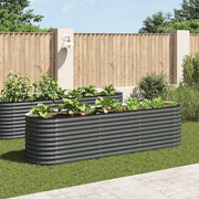 Letto Rialzato Giardino 320x80x81 cm in Acciaio Zincato Grigio 45522