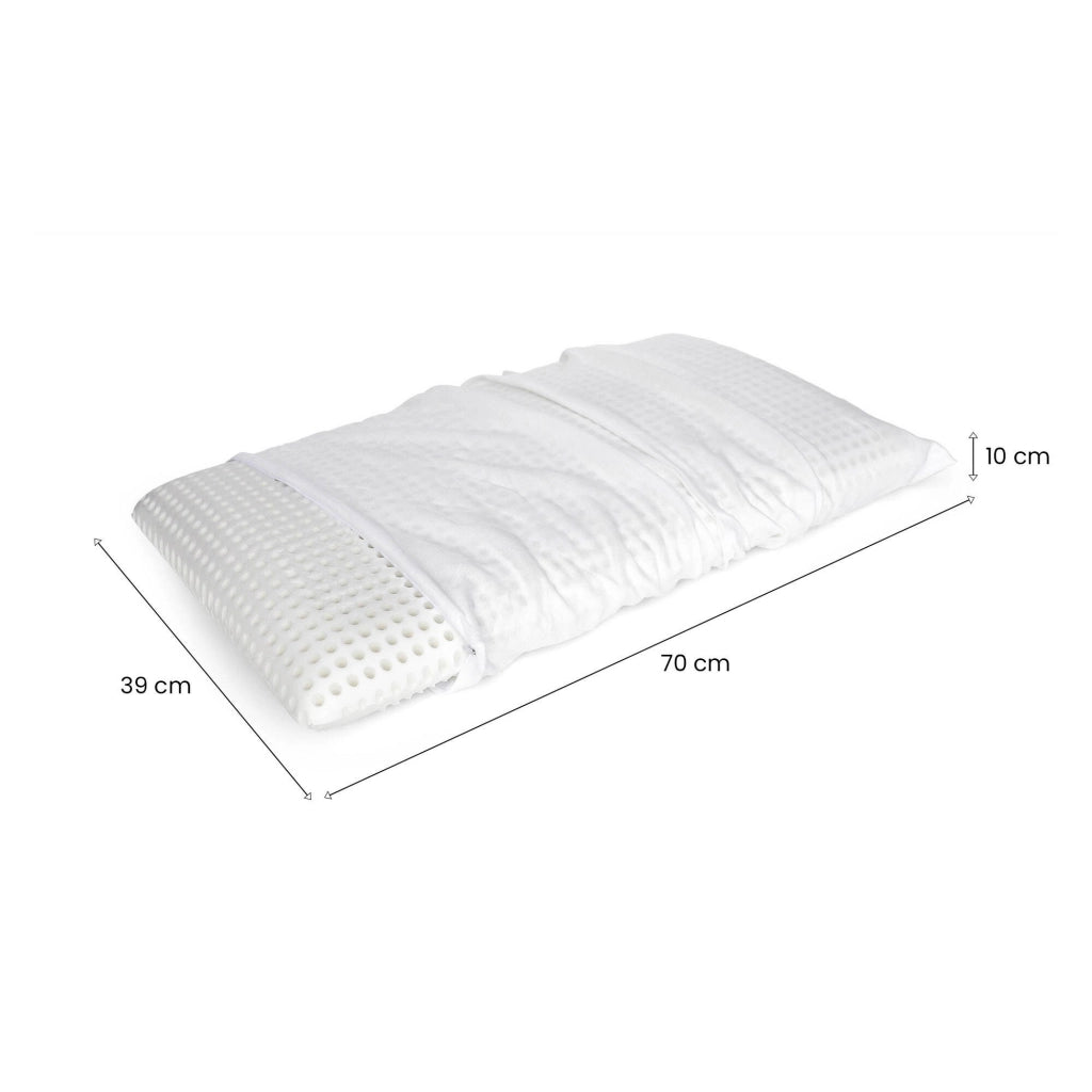 Talamo Italia Cuscino per Alloro, 100% Made in Italy, Guanciale sfoderabile a "saponetta" in Memory Foam forato, Anallergico e Traspirante, 70x39x h10 cm