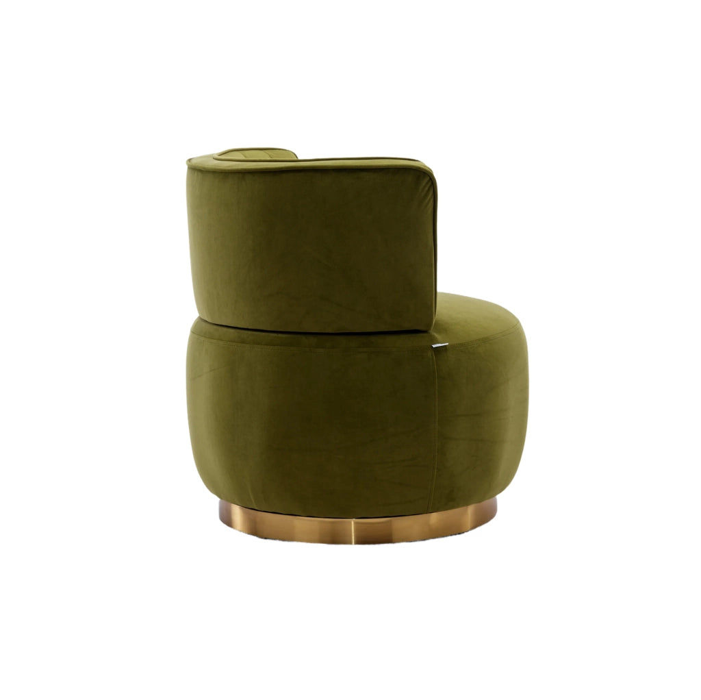 Poltrona girevole a 360° in velluto verde oliva; con schienale ergonomico; 62;5 x 62 x 69;5 cm