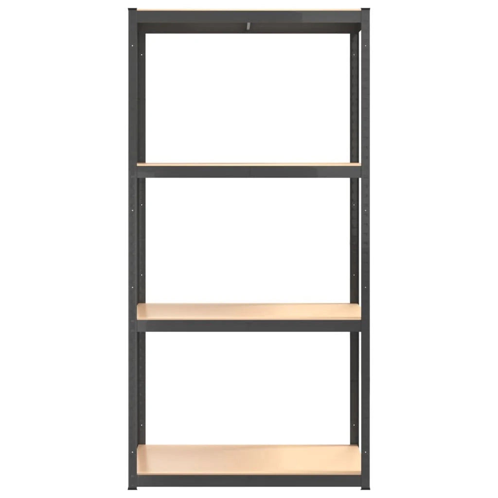 Set di 2 ripiani per mobili contenitori a 4 livelli in acciaio e legno ingegnerizzato antracite 02_0045747