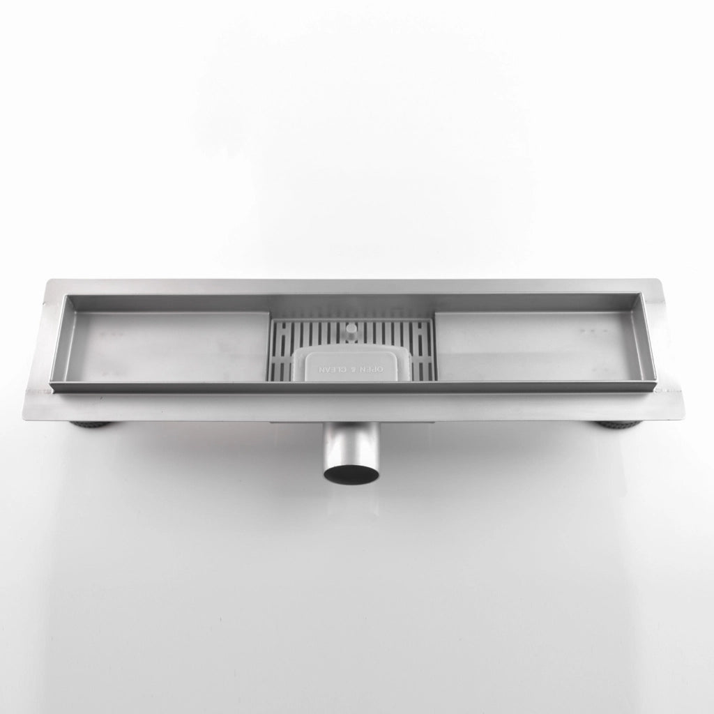 Canalina di Scarico 80x7 cm Piastrellabile in acciaio inox a Pavimento Bonussi