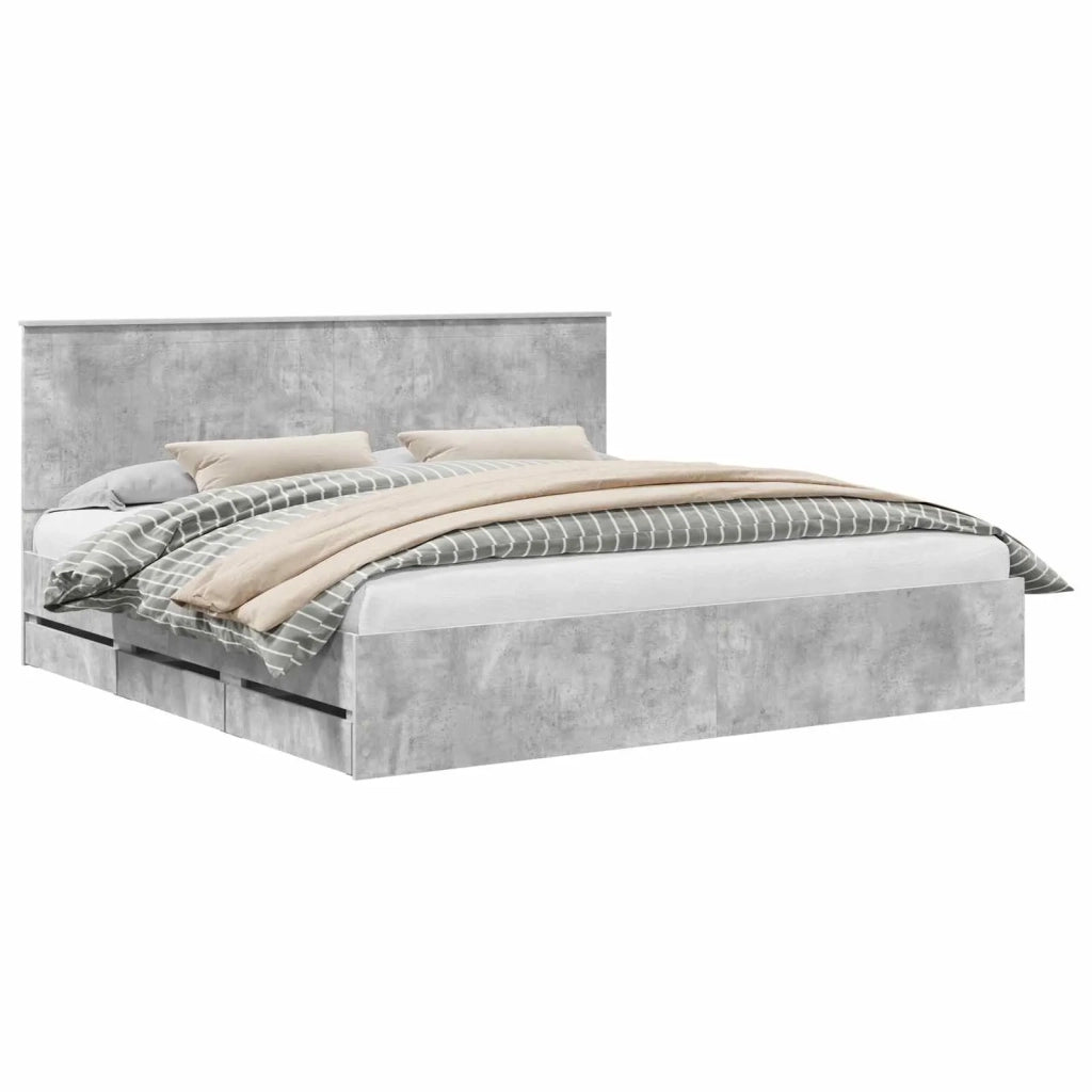 Struttura del letto con cassetto Grigio cemento 200 x 200 cm