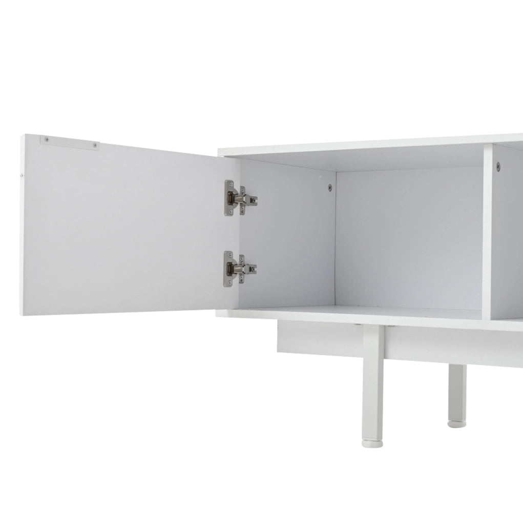 Mobile TV ULEVR 200x40x50,5 cm con 2 ante, 2 cassetti e ripiani semiaperti, bianco