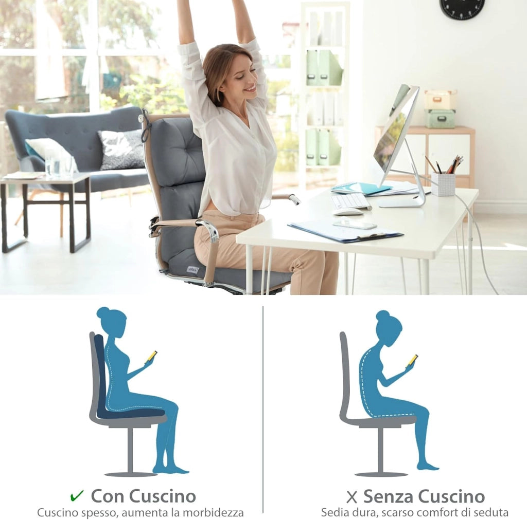 Cuscino Imbottito per Poltrona Sdraio Relax, Cuscino a 3 Pieghe per Sdraio e Lettino, Cuscino Prendisole con Corda, per Interno ed Esterno, 117 x 56 x 12 cm (4, Grigio)