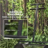 Spandiconcime da 75L in Metallo con Manico Regolabile a T e Maniglia Imbottita, 70x40x112 cm, Nero