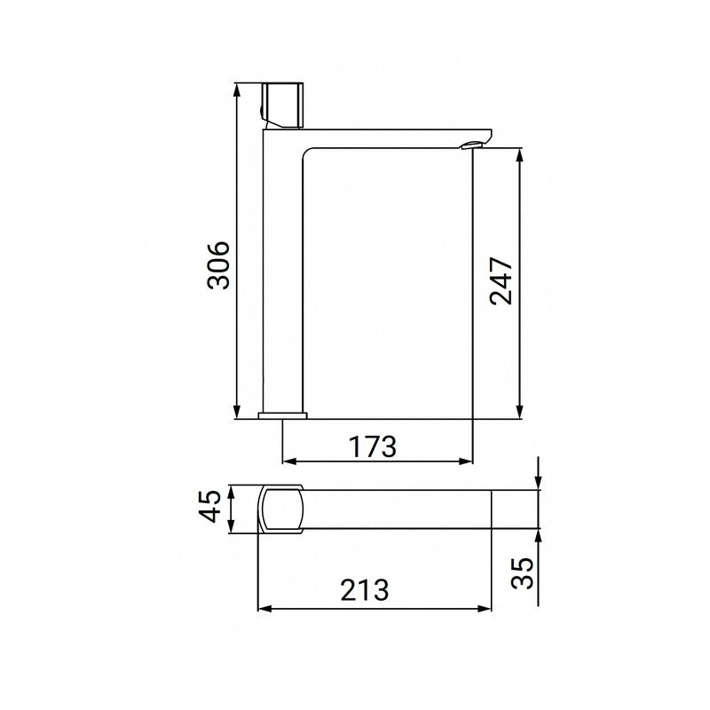 Miscelatore Lavabo Alto Serie Edison Nero Opaco