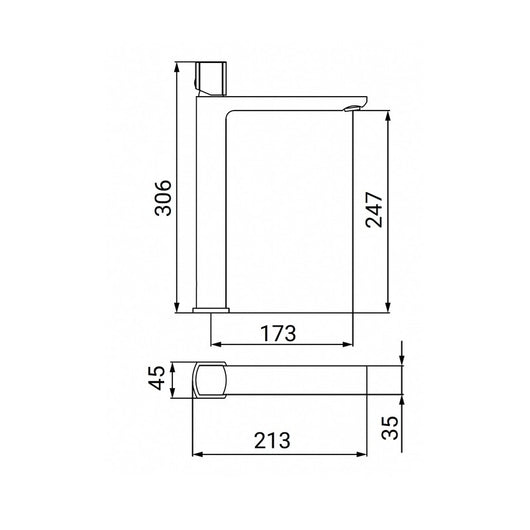 Miscelatore Lavabo Alto Serie Edison Nero Opaco