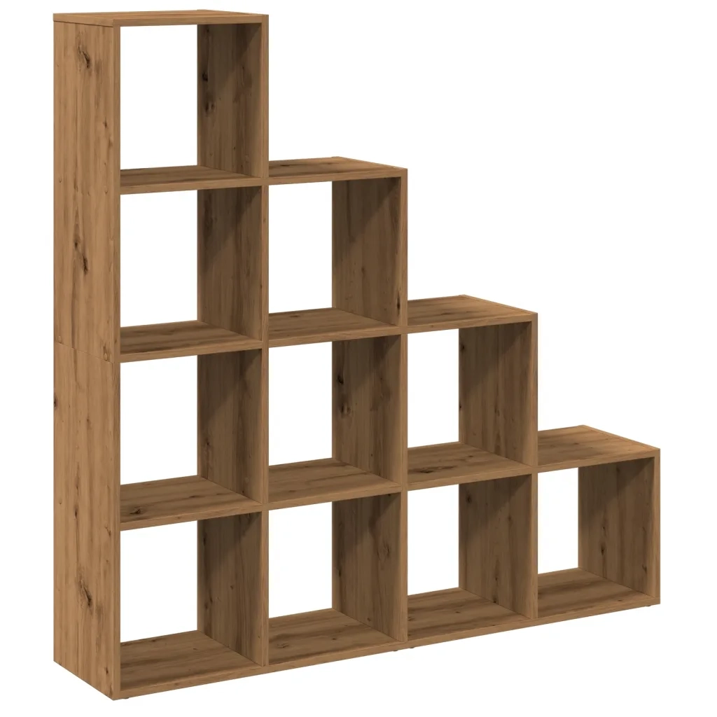 Libreria a 4 Ripiani-Scaffale per Libri-Mobile di Stoccaggio Rovere 131,5x29x131,5 cm in Truciolato