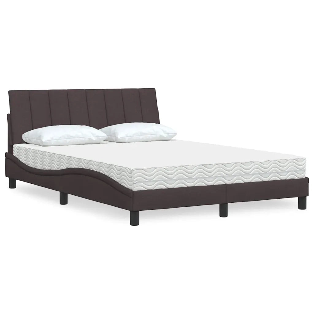 Letto con Materasso Hanko Marrone Scuro 120x200cm Tessuto 3310520
