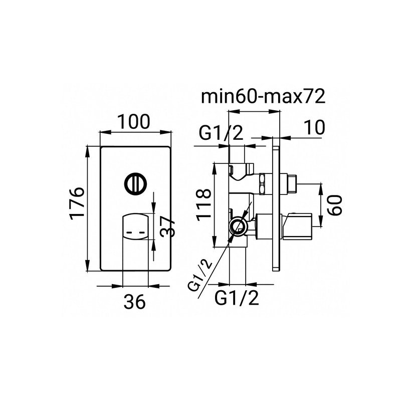 Miscelatore Incasso Doccia con Deviatore Serie Edison Nero Opaco