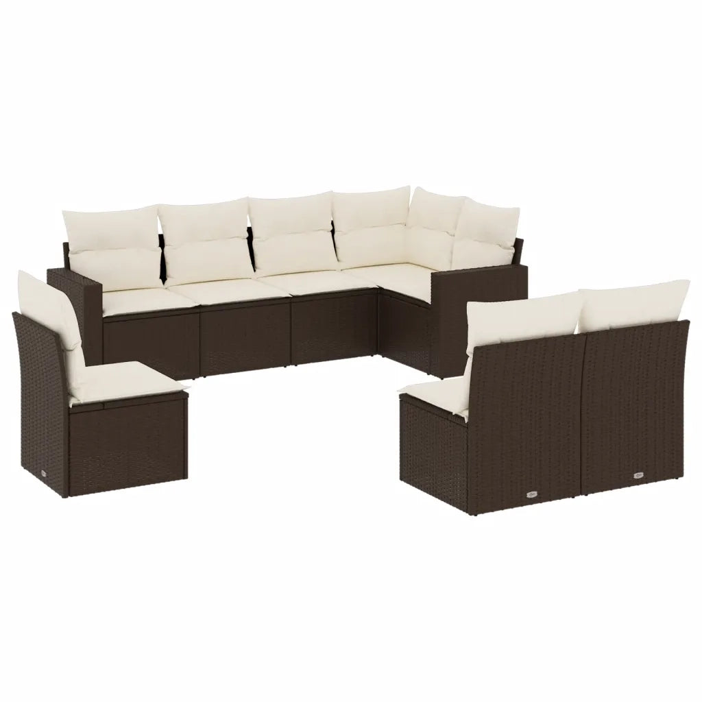 Set Divani da Giardino 8 pz con Cuscini Marrone in Polyrattan 3219063