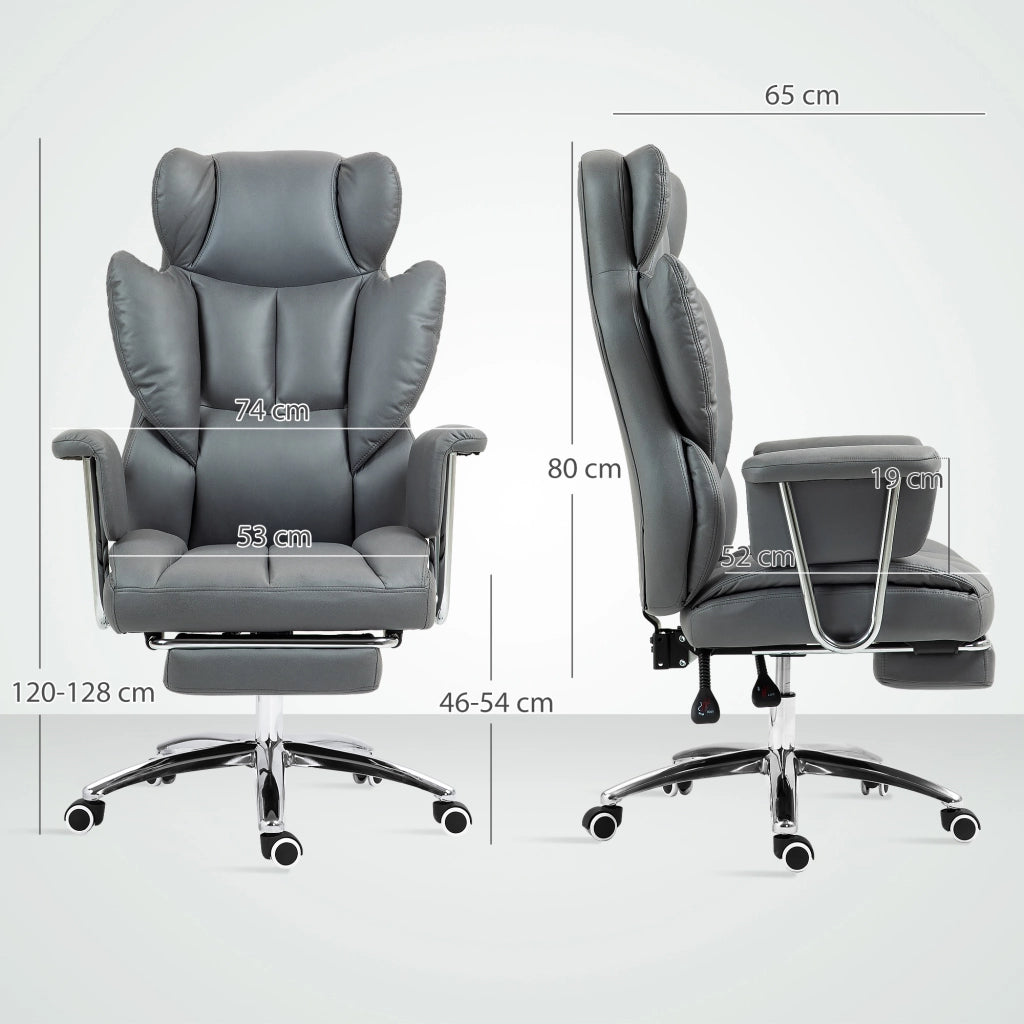 Sedia da ufficio ergonomica reclinabile con poggiapiedi girevole in schiuma grigio scuro