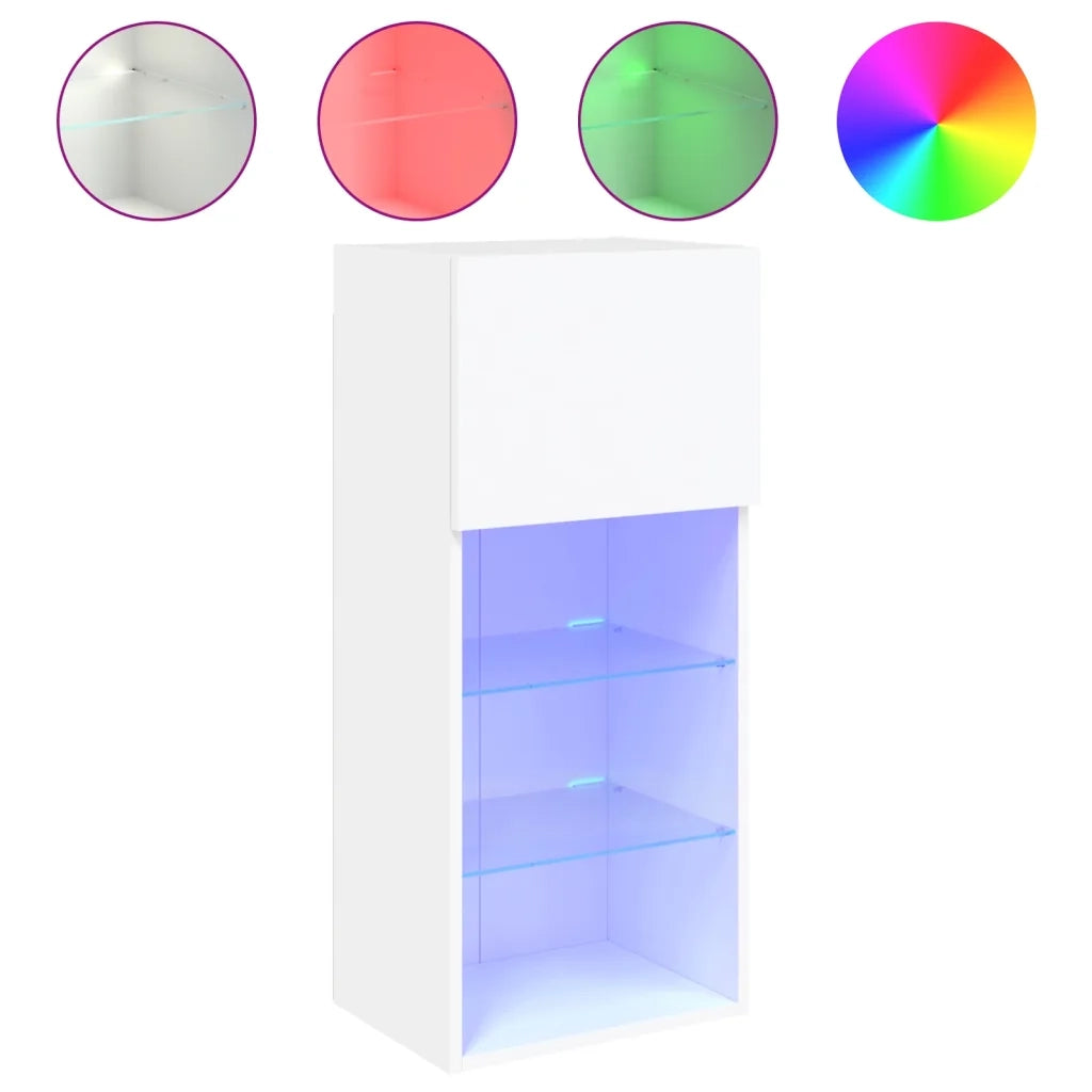 Mobile TV con Luci LED-Credenza TV-Console TV Bianco 40,5x30x90 cm