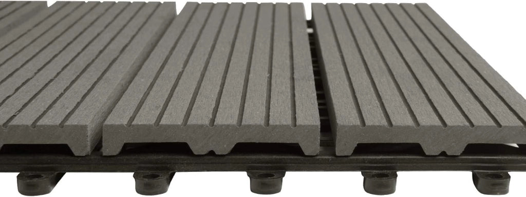 22 pezzi DIY Piastrella da giardino Terrazza Mattonelle Pavimento per casa in WPC Doghe Legno 30x30 cm Grigio Chiaro