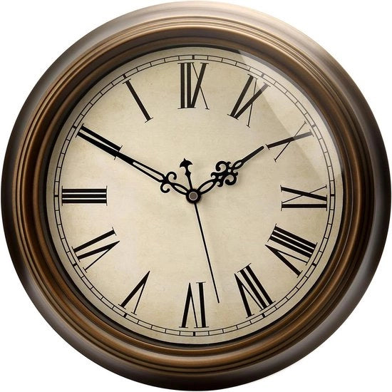 Orologio classico da parete 33 cm con cifre romane - orologio retro silenzioso per camera da letto e soggiorno - alimentato da batterie, Ø 33 cm - orologio decorativo con grandi maniglie