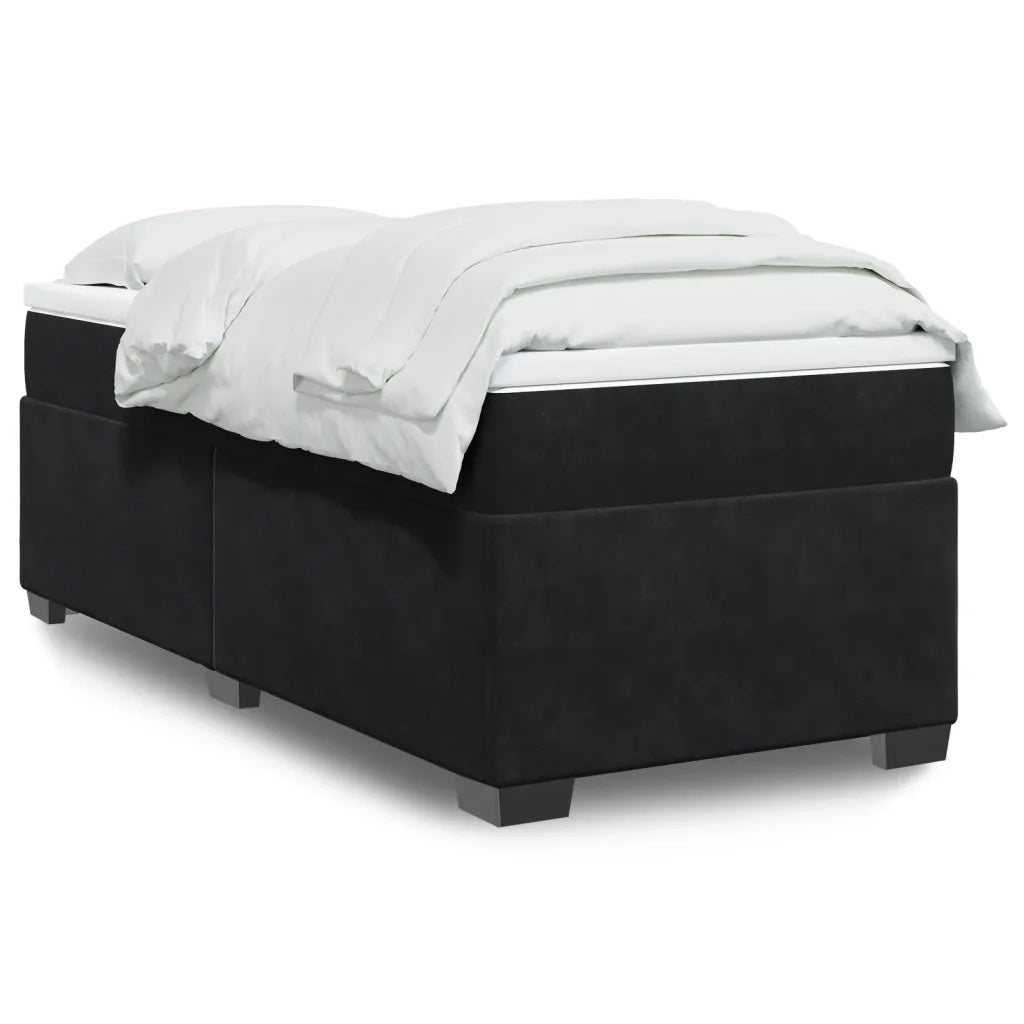 Giroletto a Molle con Materasso Nero 100x200 cm in Velluto