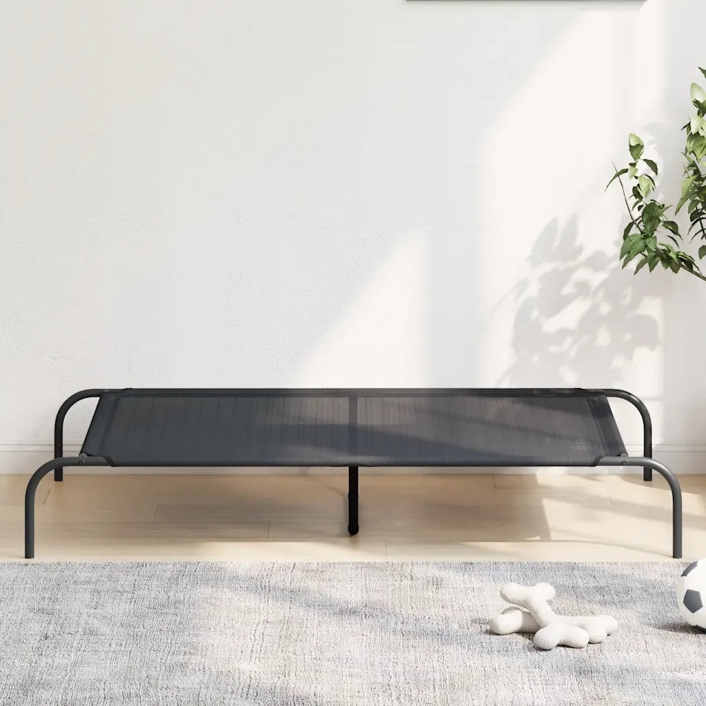 Cuccia per Cani Rialzata Nera 130x80x20 cm Textilene e Acciaio CFW3116945