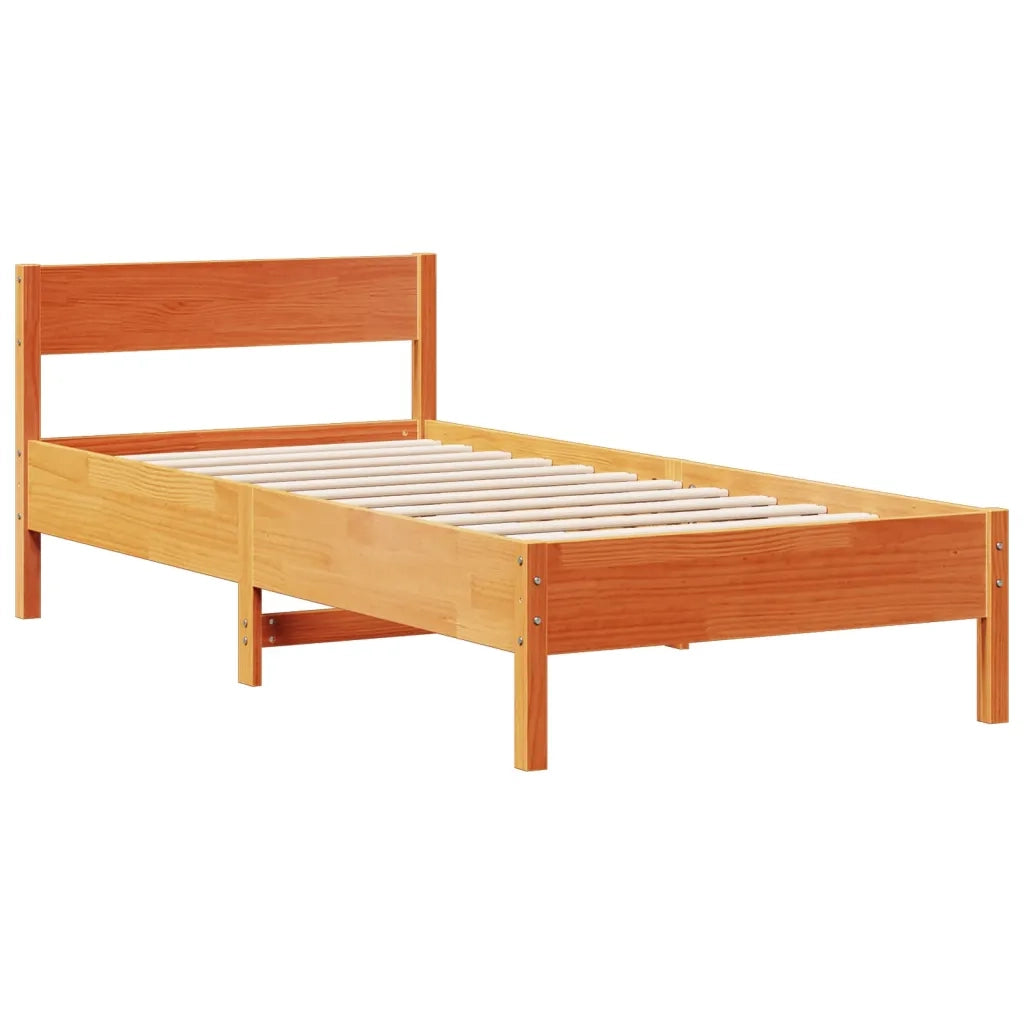 Letto Libreria senza Materasso Marrone Cera 75x190 cm in Pino 3323052