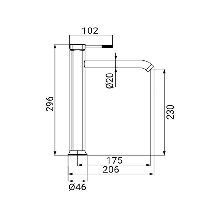 Miscelatore Lavabo Alto Serie Nobel Nero Senza Piletta