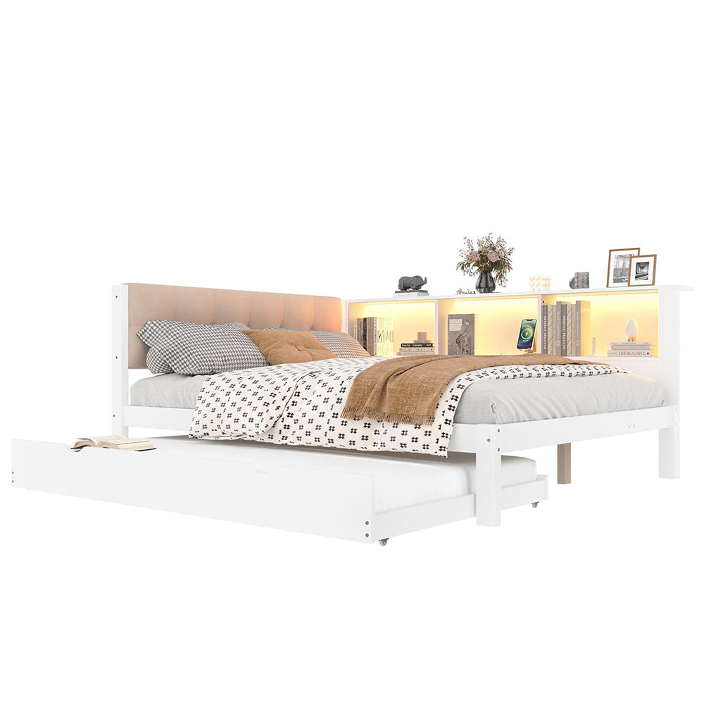 Divano letto 140x200cm?- Xylo - LED USB pino bianco