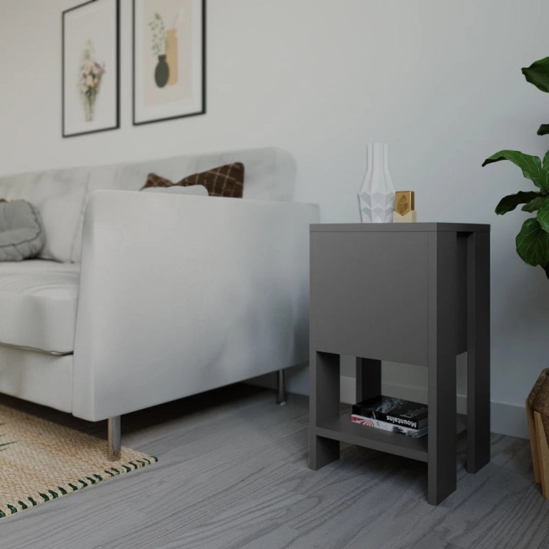 Comodino Ema antracite anta ribalta 30x30x55h