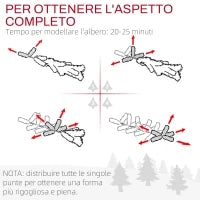 Albero di Natale Innevato a 3 Sezioni con 490 Rami in Metallo e Plastica, 54x54x210 cm, Verde