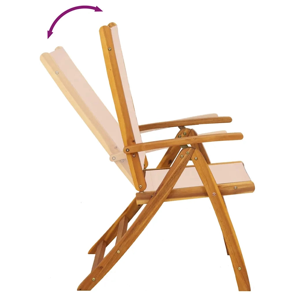Set Pranzo da Giardino 5pz Legno Massello di Acacia e Textilene