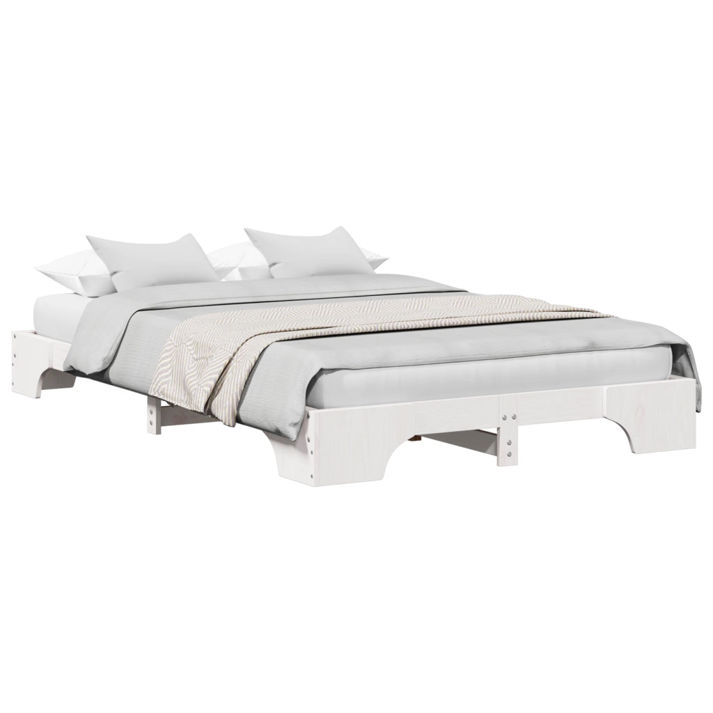 Struttura Letto Bianco Legno Massello 120 x 200 cm Rettangolare