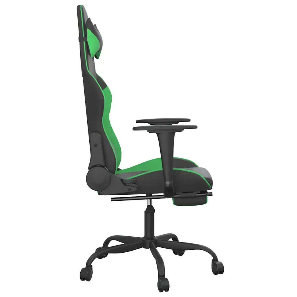 Sedia da Gaming | Sedia da e-sports Massaggio Poggiapiedi Nero e Verde Similpelle