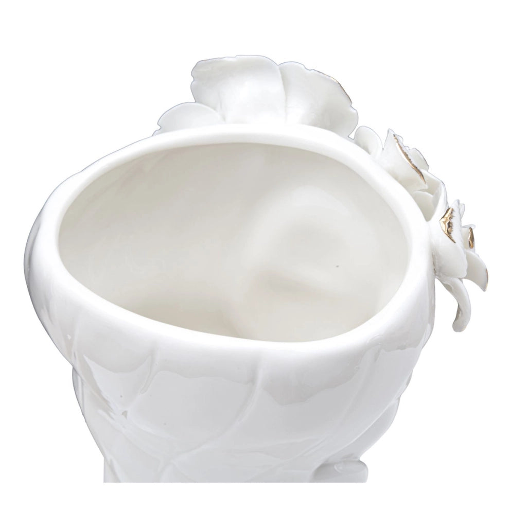 Vaso Woman Cute in porcellana bianca con dettagli oro