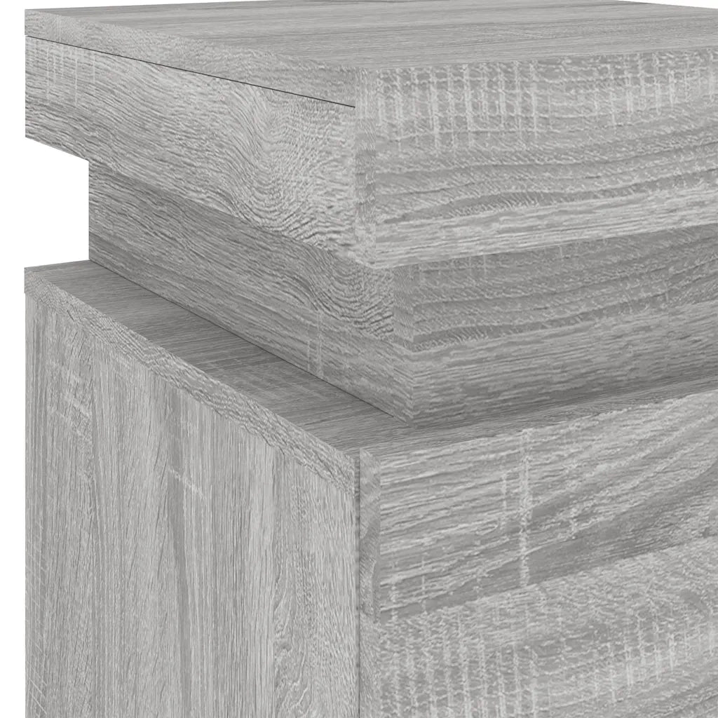 Comodino con Luci LED Grigio Sonoma 35x39x55 cm 836759