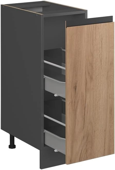 Armadio cucina dispensa alto R-Line, Quercia dorata, 30 cm J-Shape, PL Rovere, per la libera combinazione all'interno di sistemi cucina modulari