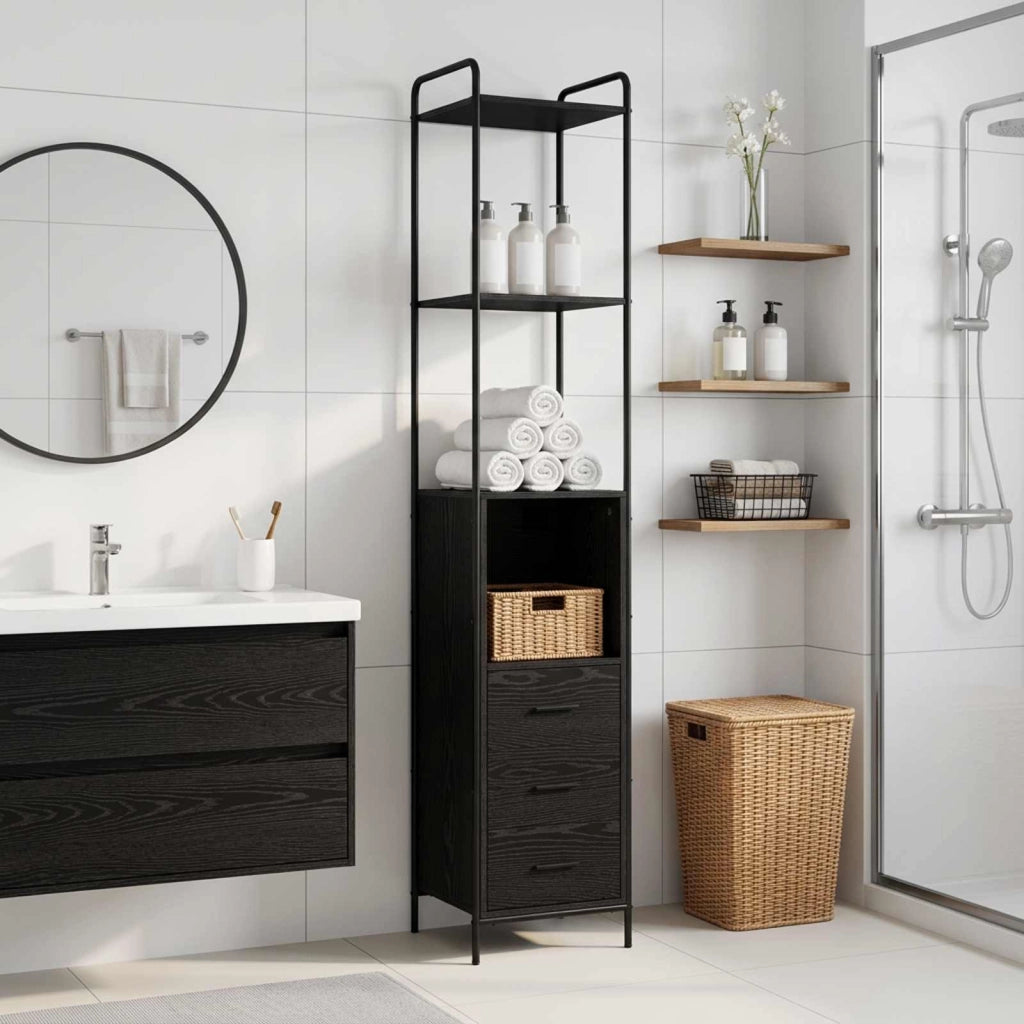 Mobile da Bagno Rovere Nero 40 x 36 x 200,5 cm 8014040