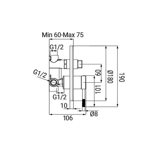 Miscelatore Incasso Doccia con Deviatore Serie Nobel Nero